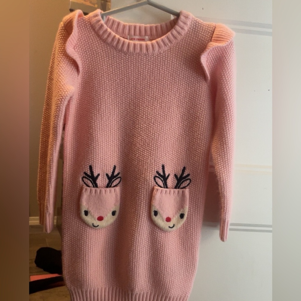 3/$20 Joe Fresh Toddler Pink Sweater Dress with Reindeer